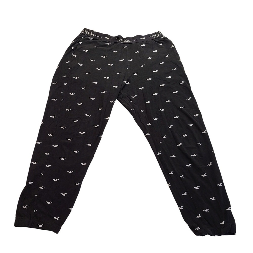 Hollister California Sleep Pajama Pants Men's small Joggers Black Seagull Logo
